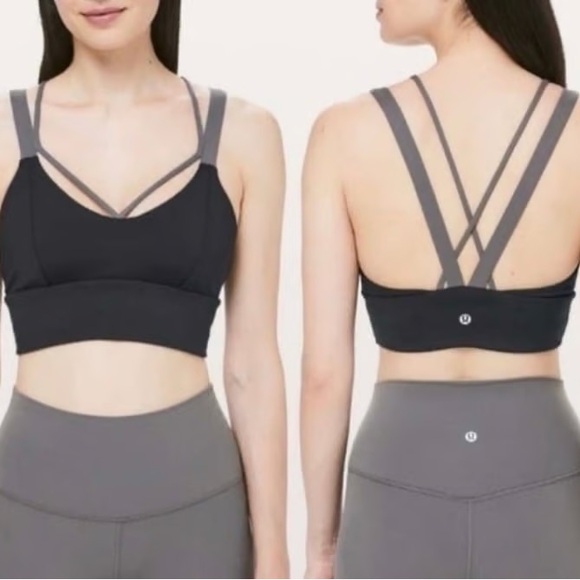 Lululemon Athletica Black and Gray Cross-Strap Sports Bra - Picture 2 of 8